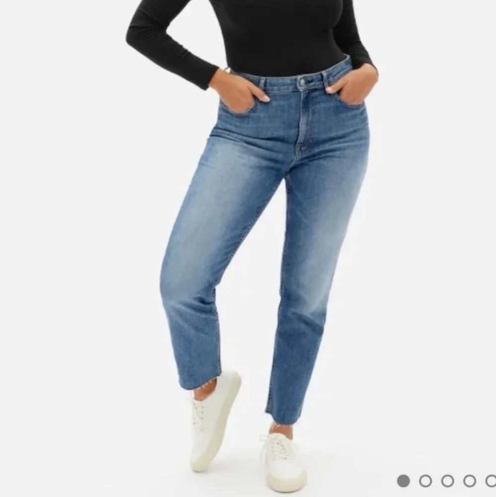 Everlane Cheeky Cropped Jeans Women 29 Blue Stretch Denim Raw Hem‎ Ankle